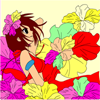Kids coloring: Girl and flowers